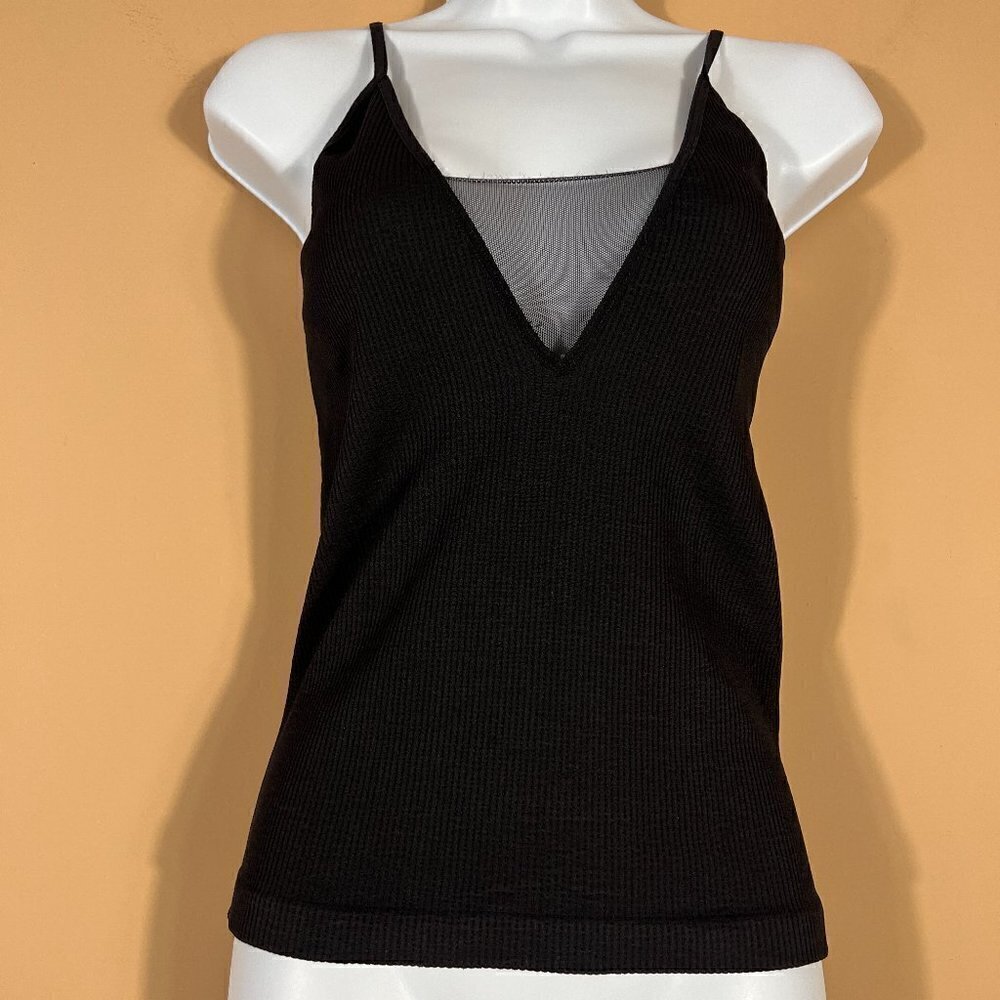 Free People Intimately Sheer Panel Black Tank